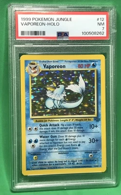 PSA 7 NM Vaporeon Pokémon Jungle Unlimited Holo #12/64 Vintage TCG - Image 1 of 4