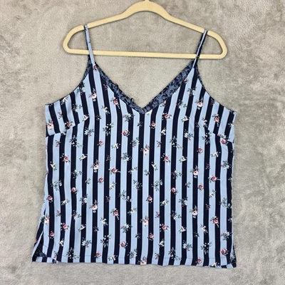 White House Black Market Cami Womens Large Navy Reversible Floral 570221064 - Image 1 of 4