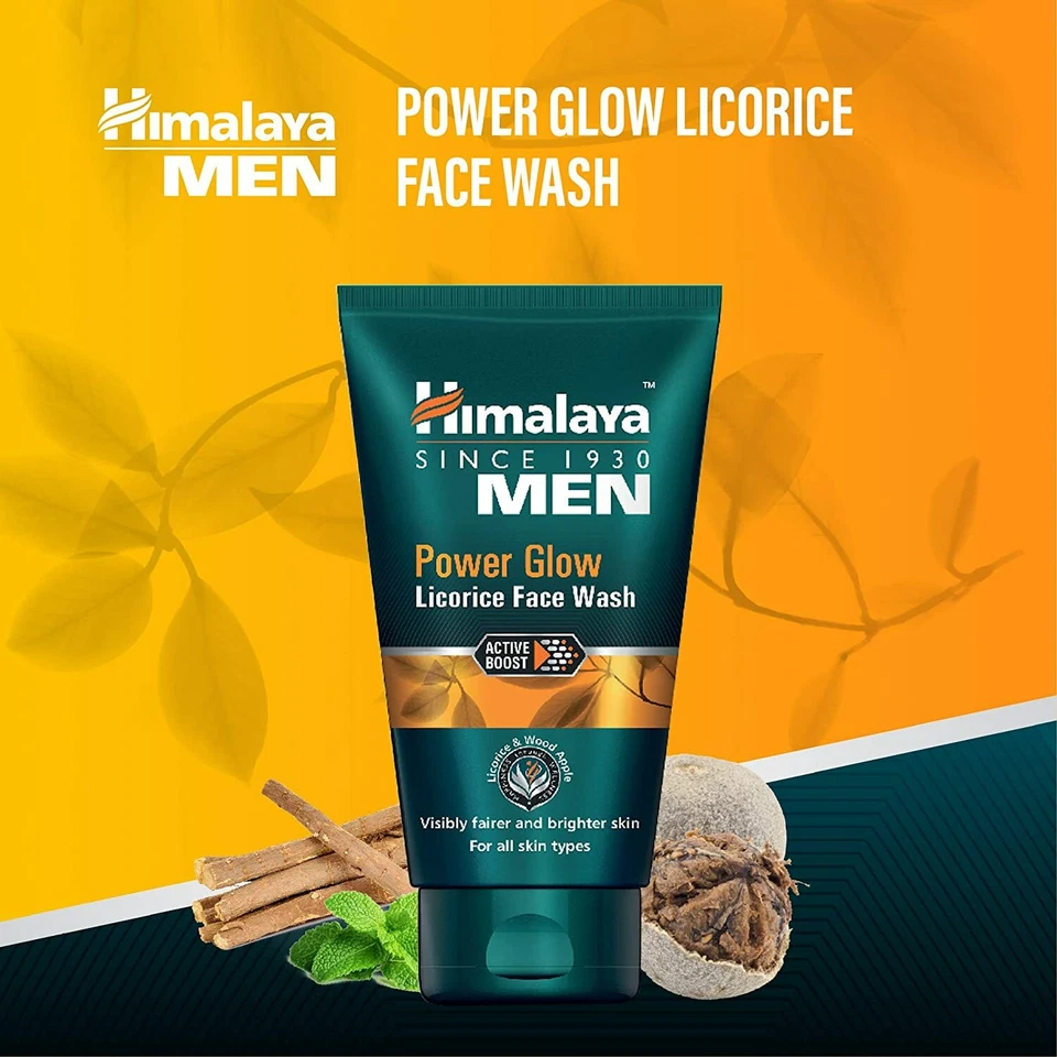 Himalaya MEN Power Glow Licorice Face Wash 50ml- Fair Bright Skin FREE SHIP - Image 1 of 4