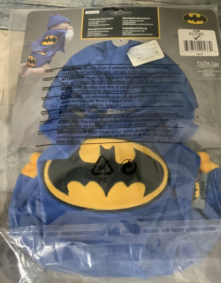 ⚡️Juego de Funda de Pañal Batman Superhéroe Disfraz Infantil 0-3 Meses Foto 1 de 3