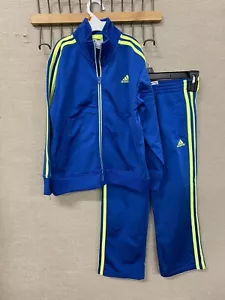 Adidas Track Athletic Jacket & Pants Set Boys Size 5, Blue & Green - Picture 1 of 4