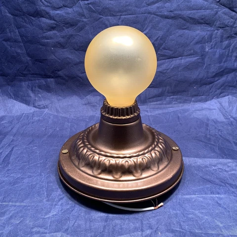 Bronze Finish Flush Mount Fixture Antique Vintage Porch Closet Hallway 9M Cover