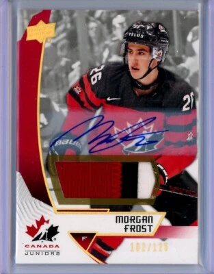 2019-20 Upper Deck Team Canada Juniors #30 Morgan Frost PATCH AUTO /125 - Image 1 of 2