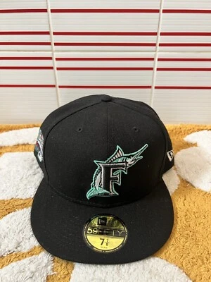 New Era Miami Marlins World Series 2003 Patch Black Fitted Hat Cap 7 7/8 New - Image 1 of 4