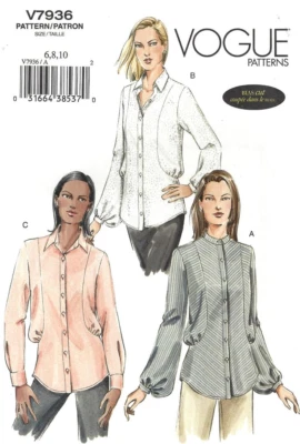 Vogue Sewing Pattern 7936 Blouse Tops Bias Cut Big Sleeve Shirt 12 - 16 NEW - Image 1 of 3