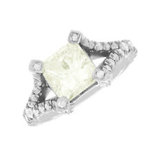 2.20 CTW Princess Cut Fancy Yellow Diamond Engagment Ring GIA 18k Gold