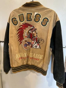 VINTAGE GUESS BEVERLY HILLS VARSITY RARE BIG LOGO SZ L CONDITION BELOW - Picture 1 of 16
