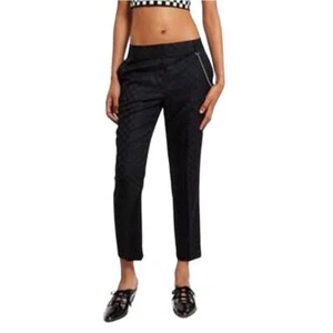 Alexander Wang Wool Cropped Skater Pants With Ball Chain Checkerboard Black - Picture 1 of 9