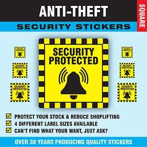 'Security Protected' Anti-Theft / Thieves Shop Stickers Sticky Swing Tag Labels  - Picture 1 of 5