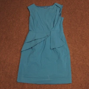 Adrianna Papell Dress Womens 8 Layered Knee Length Sleeveless Solid Blue Frill - Picture 1 of 12