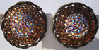 Stunning!!! TARA D&E Warm Copper AB Crystal Encrusted Round Clip-on Earrings