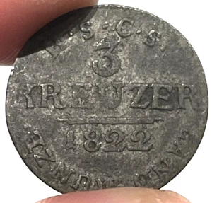 1822 S Silbermünze Herzogtum Sachsen Coburg Saalfeld 3 Kreuzer Ernst - Bild 1 von 2