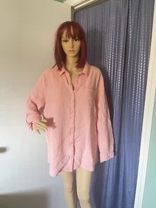 BLAIR Button Up 100% Cotton Gauze Shirt Coral XL-XXL Soft Oversized - Picture 1 of 6