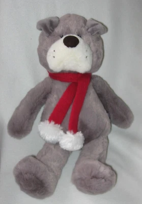 Aurora Benjamin Bulldog Dog Plush Stuffed Animal Toy Gray 14" Lopsie Lulus Scarf - Image 1 of 4
