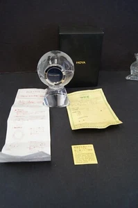  Hoya Crystal Globe Analog Quartz Desk Clock W/ Box 4.25" - Picture 1 of 12