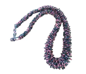 Beaded Multi Color Glass Bead Necklace pink blue green multi - Picture 1 of 7