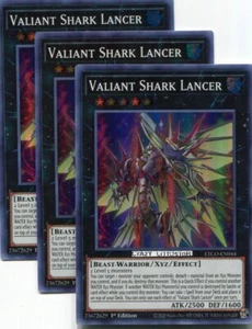 3 X YU-GI-OH VALIANT SHARK LANCER 1ST ED SUPER RARE NM/MINT ETCO-EN044 - Picture 1 of 1