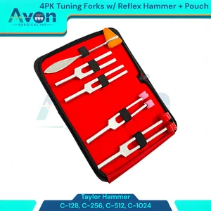 Tuning Forks C-128,C-256,C-512,C-1024 + Taylor Reflex Mallet + Storage Case - Picture 1 of 7