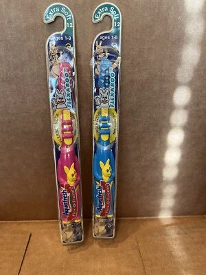 2 nuevos cepillos de dientes vintage Aquafresh Flexaroo extra suaves niños rosa/azul canguro Foto 1 de 2