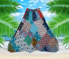 Genie Boho Hippie Pants Cotton Printed Loose Handmade Cuffed Wide Leg Pant S/M/L