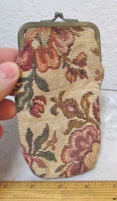 Monedero/cigarrillo de tela vintage con cierre a presión de metal, excelente coleccionable Foto 1 de 4