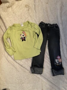 Gymboree Imaginary Friends Shirt Adjustable Waist Jeans Size 5 Outfit Panda Bear - Picture 1 of 4