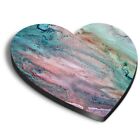 1x Heart Fridge MDF Magnet Abstract Marble Ink Style Pink Blue Art #170140