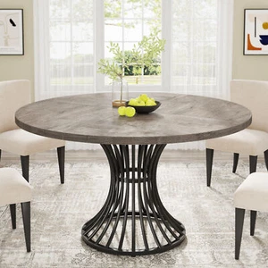 Tribesigns 47" Farmhouse Round Dining Table, Dinner Kitchen Table for 4-6 People - Picture 1 of 9