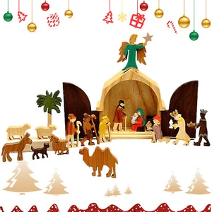 Wooden Christmas Nativity Set Classic Nativity Figures Exquisite Table Decor - Picture 1 of 12