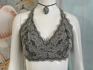 FELINA LACE UNLINED RACERBACK KEYHOLE BRALETTE WIREFREE SZ XL #C3995 GRAY BEIGE - Picture 1 of 9