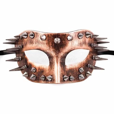 Steampunk Costume Theater Masquerade Mask with Spike for Men - Metallic Copper - Image 1 of 4