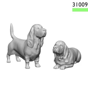 Basset Hounds MODELU OO Gauge (x2) - Imagen 1 de 1