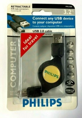 A-B USB 2.0 Retractable Cable - Image 1 of 3