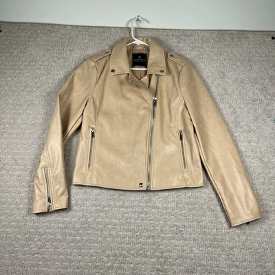 Chaqueta de mujer Bagatelle imitación cuero beige/malva bombardero/motocicleta talla M abrigo Foto 1 de 4