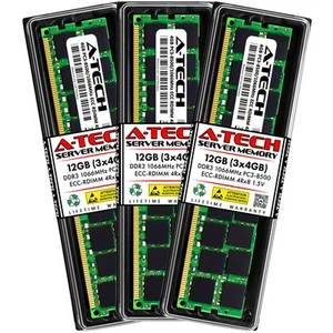 12GB 3x 4GB PC3-8500R RDIMM Dell PowerEdge T310 Memory RAM - Picture 1 of 5