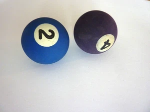 Lot of 2 vintage 1 3/4" Pool Ball Rubber Bouncy Superballs #4 & #2 - Picture 1 of 3