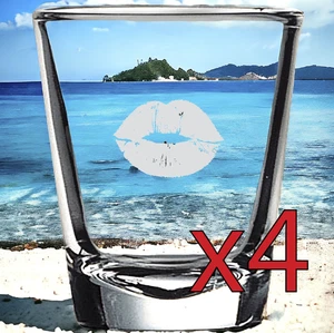 Lápiz labial mancha x4 vasos de chupito licor 2 OZ Premium personalizar beso NUEVO - Imagen 1 de 9