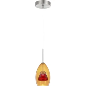 CAL Lighting & Accessories UP-128-AM-REDCL Double Glass Mini Pendant Amber/Red - Picture 1 of 2