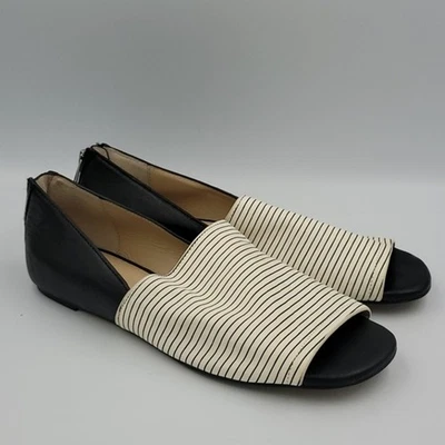  Botkier Maxine zapatos planos de tela a rayas de cuero negro talla 6,5  Foto 1 de 4