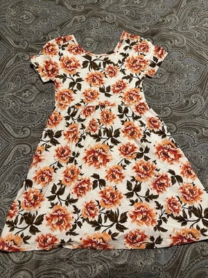 Old Navy Girls Size Large 10-12 Orange Floral Dress - Image 1 of 3