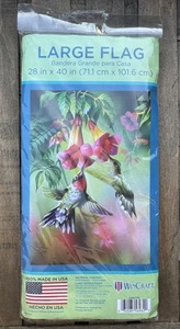 WinCraft Hummingbird Floral Garden Large Flag Outdoor Yard Decor 28”x40” - Picture 1 of 4