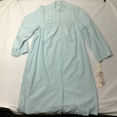 Vintage Vanity Fair Robe Womens Medium Light Blue Ribtek Lace NWT Made USA 80s - Image 1 of 4