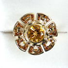 14K Yellow Gold Citrine Floral Ring Size 10