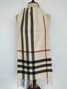 Burberry genuine vintage Giant check Ivory 100% Cashmere winter Scarf Scarves - Picture 1 of 4