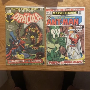 2 Lot Vintage Marvel Comics Tomb Of Dracula 6/ Marvel Feature Ant-Man 7 - Picture 1 of 11
