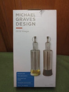 MICHAEL GRAVES DESIGN 2 PIECE 10 OZ. STAINLESS STEEL OIL AND VINEGAR SET - Picture 1 of 6