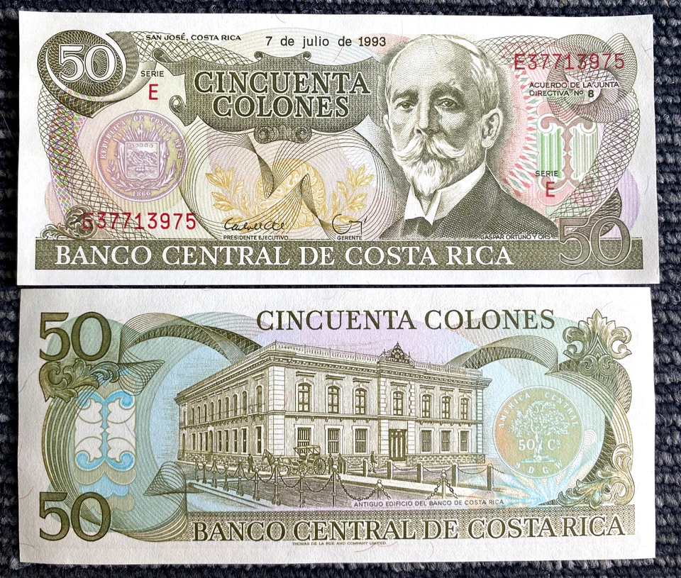 Billete Costa Rica 50 Colones 1993 Papel moneda mundial UNC moneda billete Foto 1 de 1