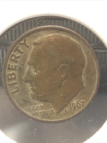 1967 Copper Roosevelt Dime Mint Error Missing Cladding Both Sides Cover