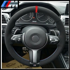 BMW F32 F30 F34 F87 M2 F80 M3 F82 F12 F13 F85 ALCANTARA STEERING WHEEL COVER RED - Picture 1 of 12