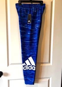 Adidas New Blue Camo Sweat Pants Jogger Size Youth Large 14/16 - Picture 1 of 3